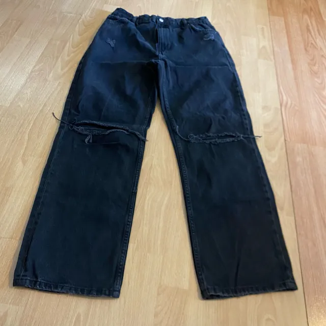 Bershka High Waist Straight Size 10 Black Jeans