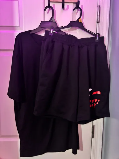 Men's Monster Smile Graphic 2 Piece Outfit Black XL