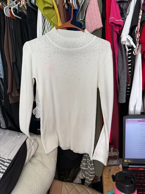 Women Pearl Embellished Long Sleeve Knit Top For Women at Kuwait ...