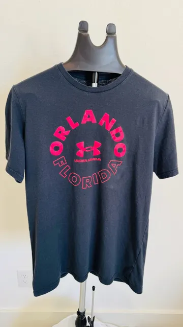 Under Armour Orlando Florida T-Shirt Size MD Black Pink Logo HeatGear