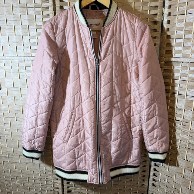 Arizona Jeans Co. Quilted Bomber Jacket Size S Pink Full Zip