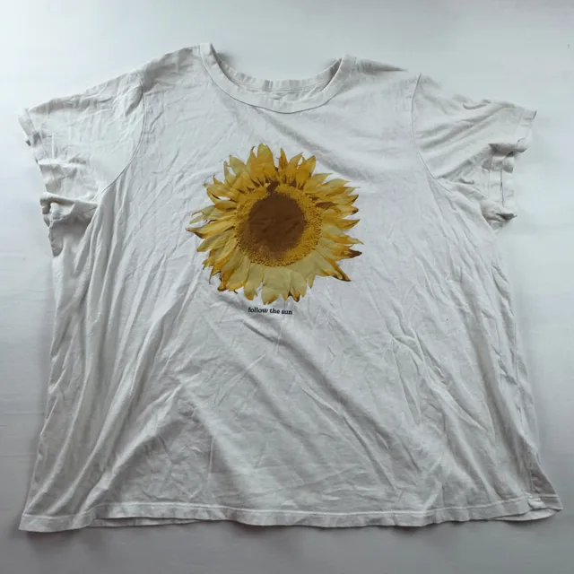 Graphic T-Shirt White Sunflower Follow The Sun