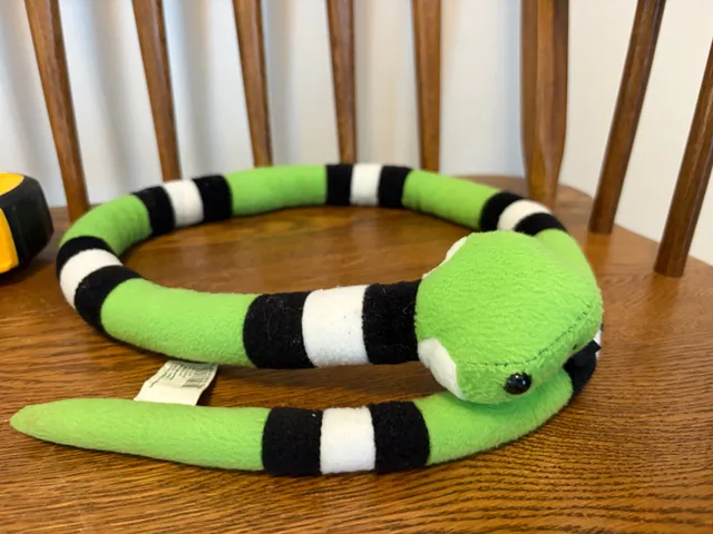 Oriental Trading Co. Stuffed Snake Plush Green Black White
