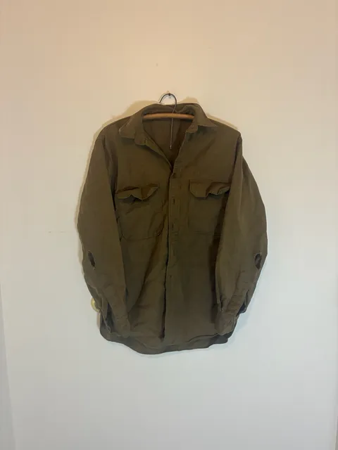 US Military Vintage Wool Fatigue Shirt Size 14.5 - 32 Olive Drab