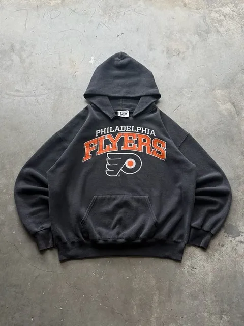 Lee Sport Philadelphia Flyers Size L Vintage Black Hoodie Sweatshirt
