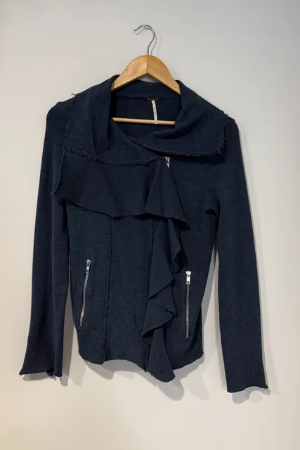 Free People Asymmetrical Ruffle Zip Jacket