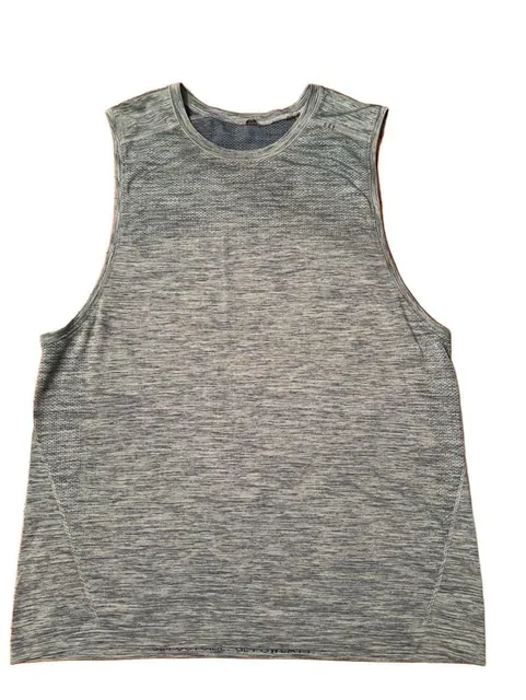Lululemon Metal Vent Tech Tank Size L Blue Heathered Workout Shirt h1608