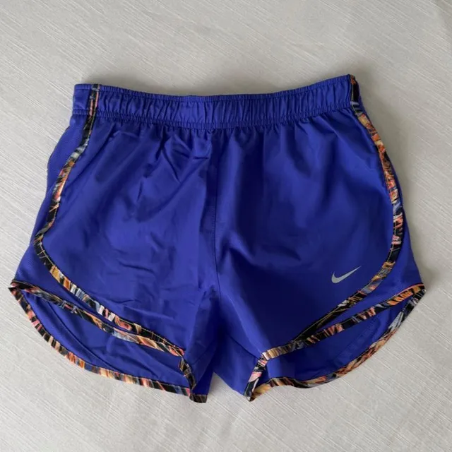Nike Dri-Fit Running Shorts Size S Blue Patterned Trim