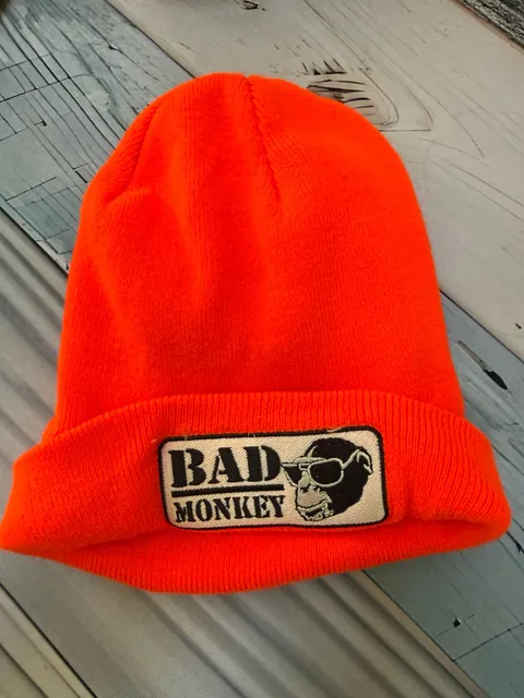 Bad Monkey Beanie Orange Cuffed Knit Hat