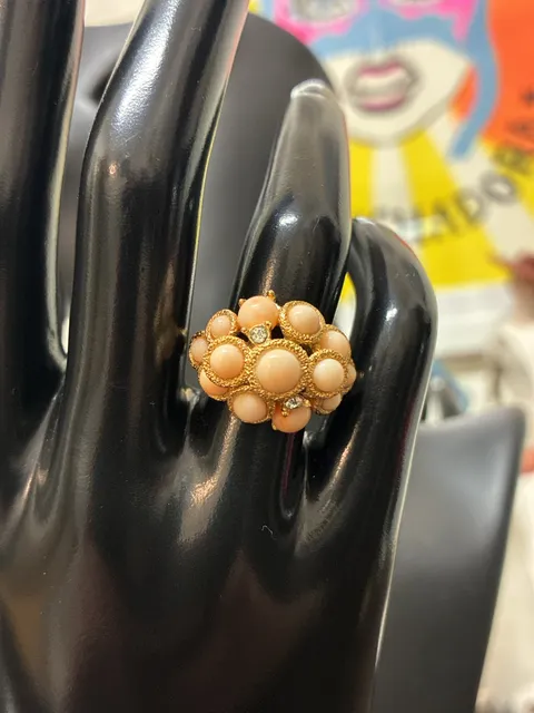 Avon Gold-Tone Cluster Ring With Faux Pearls