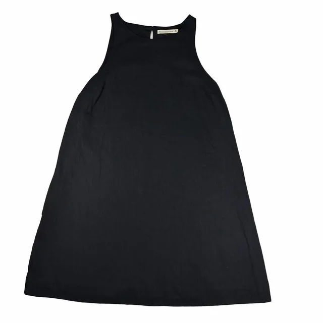 Abercrombie & Fitch Linen shift Dress Size M Black Midi Tank Dress lbd