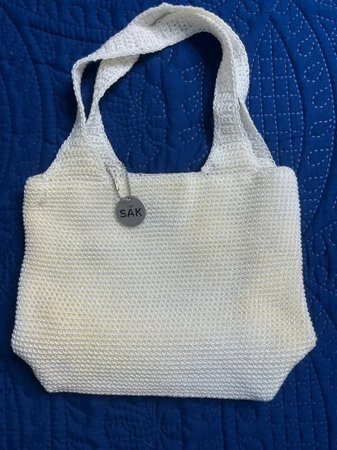 The Sak Cream Crochet Mini Woven Handbag: Boho -Coastal 