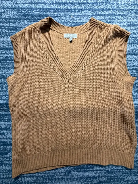 Marled Reunited Clothing V-Neck Sweater Vest Size L Brown Ribbed