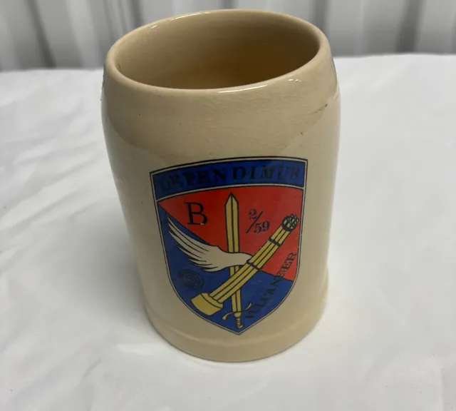 Vintage Ceramic Beer Stein 0.5L Defendimus Vulcanier
