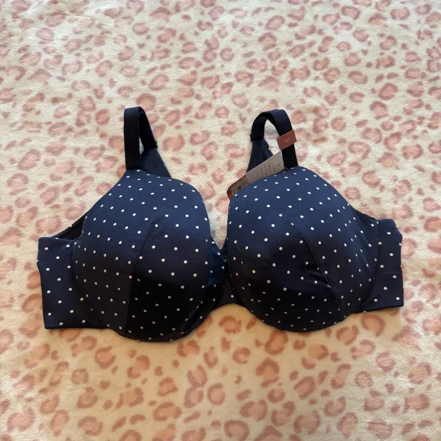 Cacique Polka Dot Bra Size 42C Navy Blue