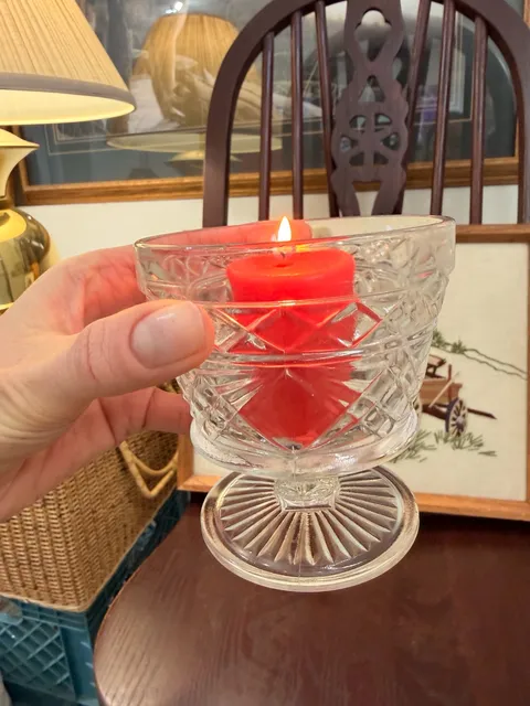 Hazel Atlas Big Top Gothic Peanut Butter Footed Sherbet Ice cream Glass Compote