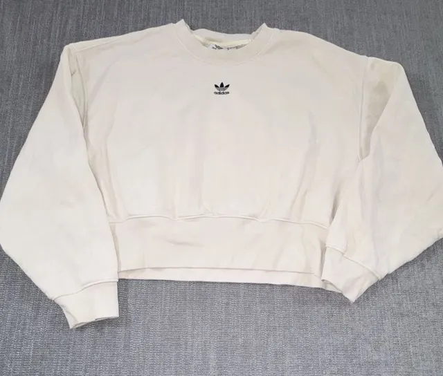 Adidas Trefoil Cropped Sweatshirt Size S Off White Pullover