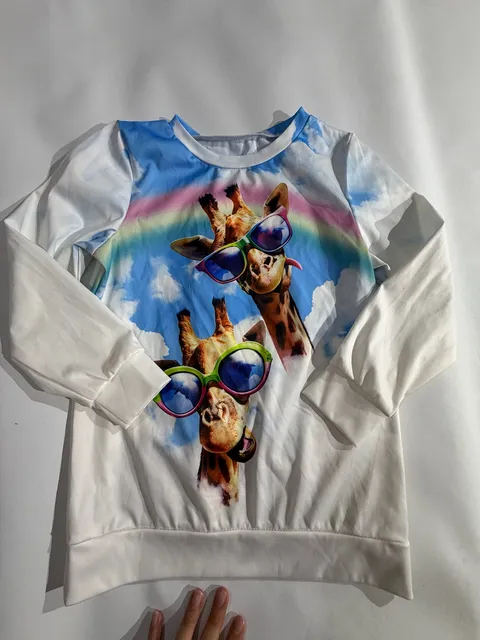 Denater Kids Giraffe Sunglasses Rainbow Long Sleeve Sweatshirt 130