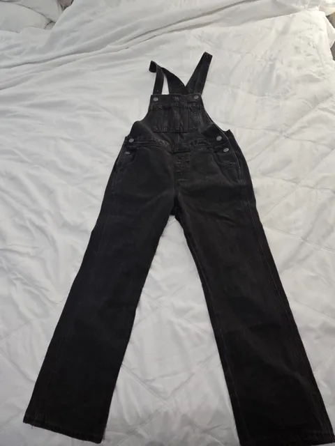 Old Navy Denim Overalls Size L 10-12 Black Acid Wash