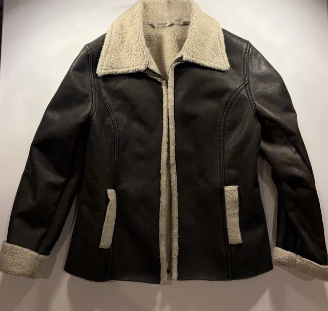 St. John's Bay Faux Leather Shearling Jacket Brown