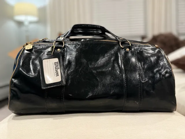 80s Wilson Black Patent Leather Duffel Bag