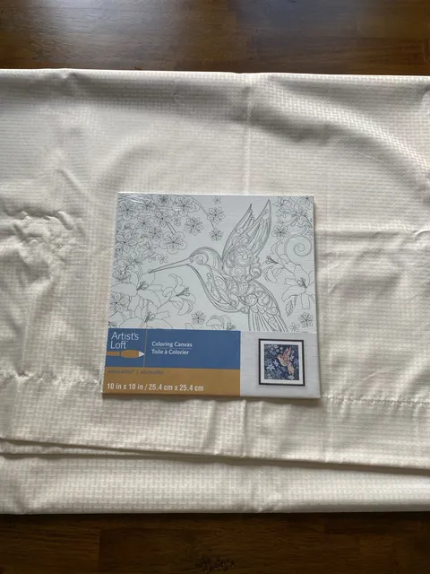 Artist's Loft Coloring Canvas Size 10 in x 10 in Hummingbird Floral New