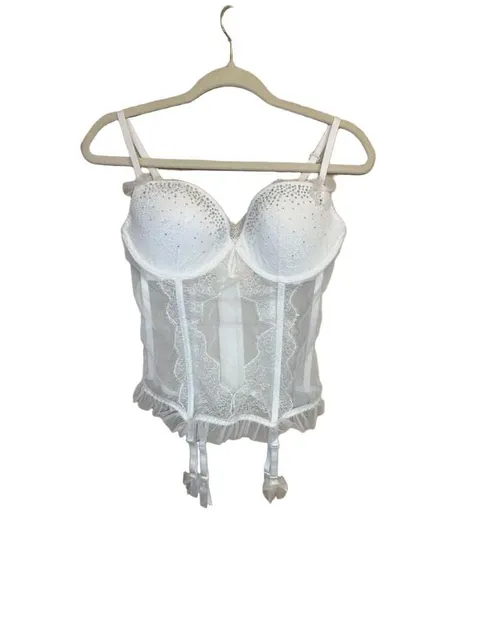 Victoria's Secret Fairycore White Rhinestone Mesh Bustier Corset