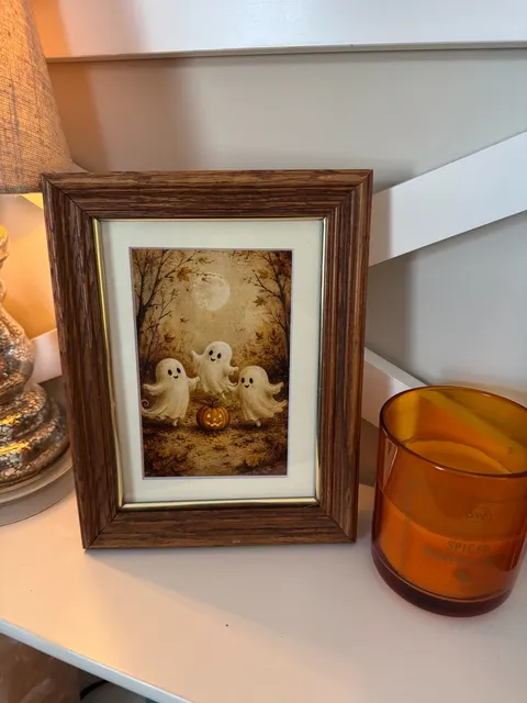 Framed Halloween Ghost Print Art Decor