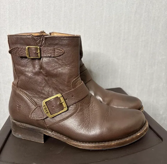 FRYE Brown Leather Veronica Short Boots