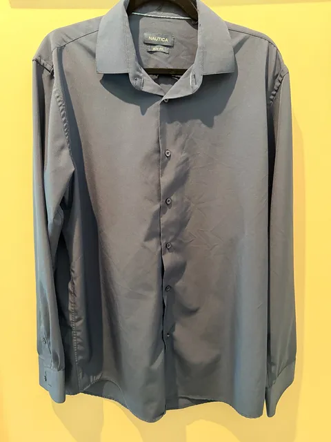 Nautica Slim Fit Dress Shirt 16-16.5 34/35 Blue Long Sleeve