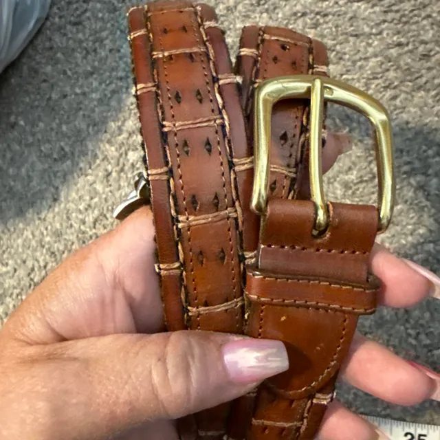 Johnston & Murphy Leather Belt Size 40 Brown Aniline Kipskin