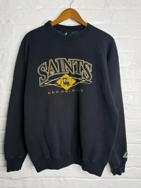Logo Athletic New Orleans Saints Sweatshirt Size Medium Black NFL Vintage