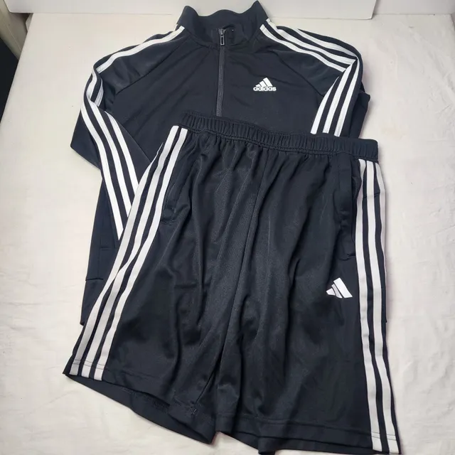 Adidas Track Jacket And Shorts Set Black White