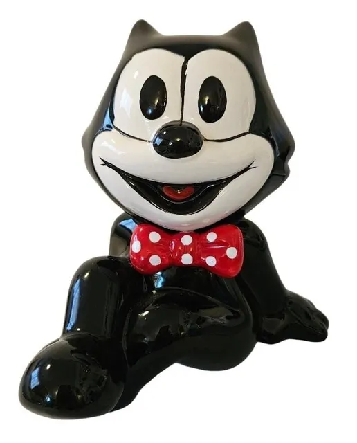 Vintage 1989 Felix The Cat Ceramic Coin Bank Applause Three Cheers 26542 Recline