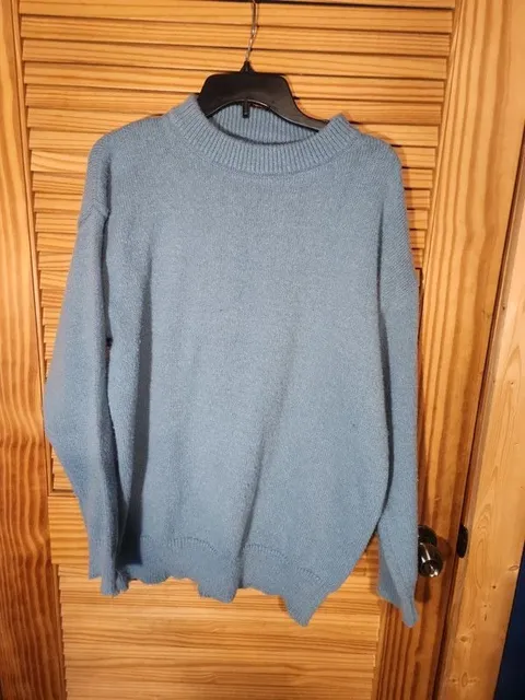 Zara Casual Cosy Oversized Crewneck Knit Sweater in Periwinkle Blue Women's Size XXL