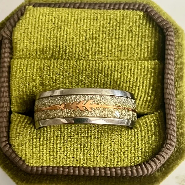Tungsten Carbide Meteorite Inlay Arrow Wedding 8mm Band Ring Size 12