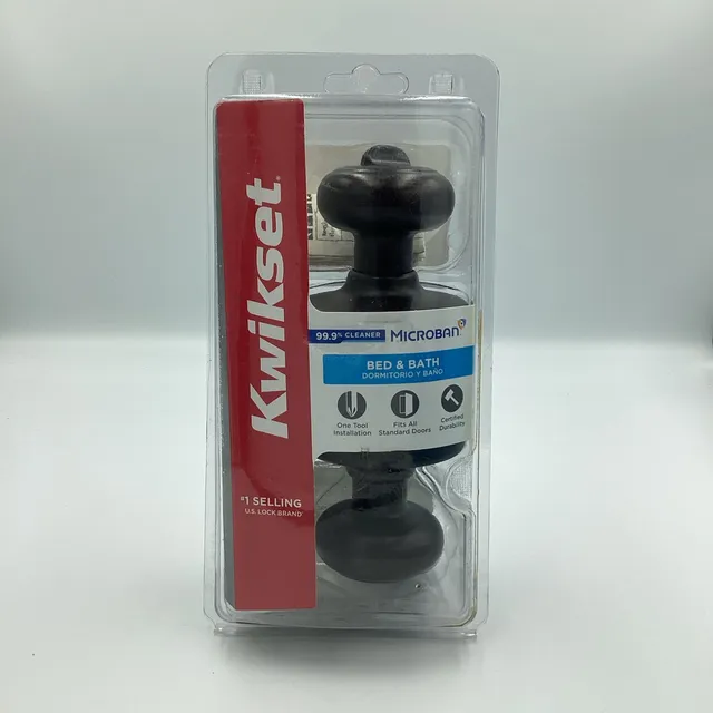 Kwikset Cove Privacy Door Knob w/ Lock, Venetian Bronze, Microban Technology NEW
