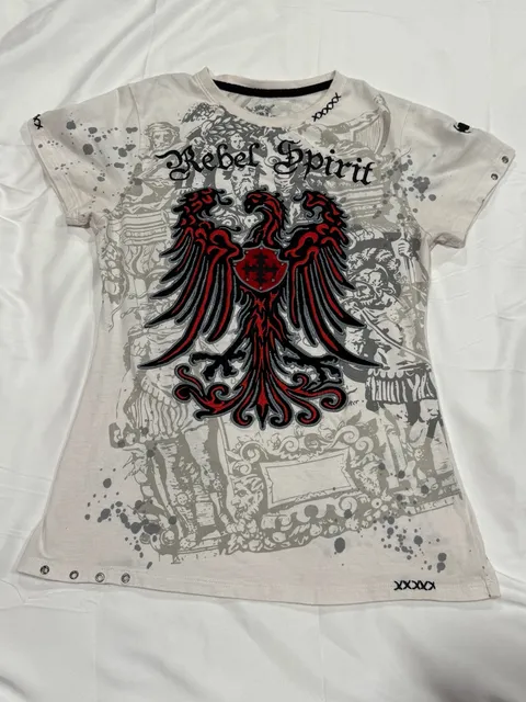 VTG Rebel Spirit Graphic T-Shirt White Eagle. Affliction style