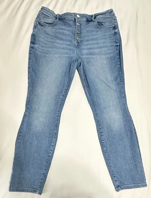 Nine West Skinny Jeans Size 16 Light Wash Button Fly Denim