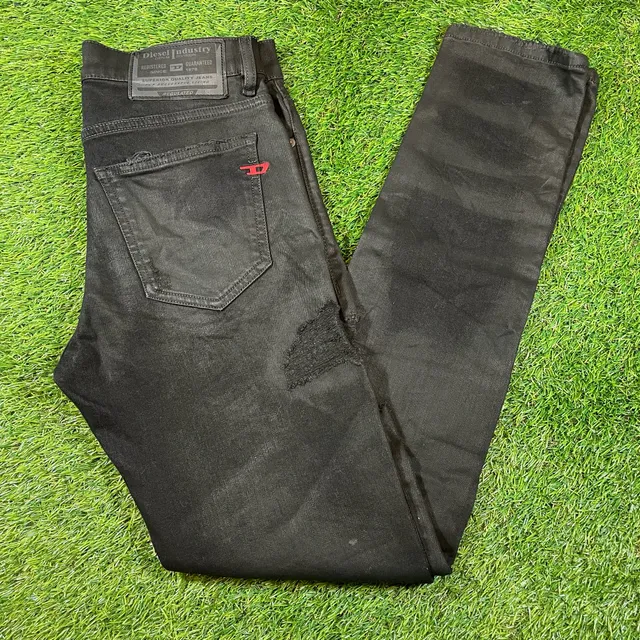 Diesel Slim Distressed Jeans W29 Black Coated Denim