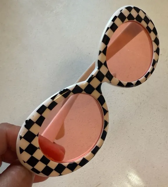Happy Hour Beach Party Sunglasses Pink Checkers