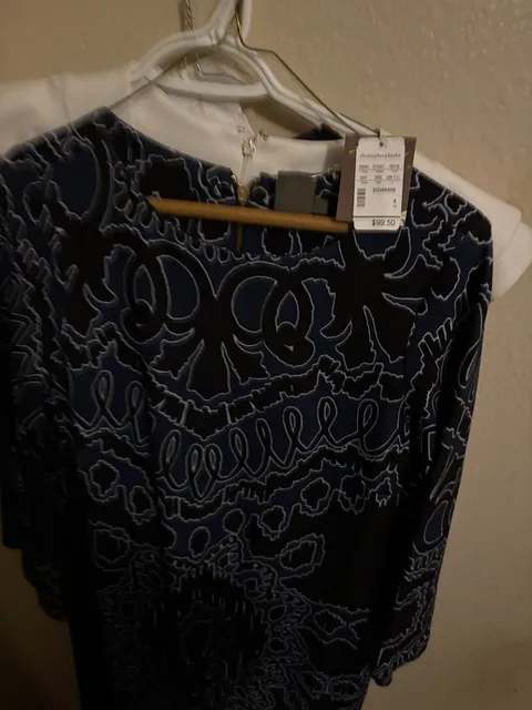 Taylor Dress Size 4 Blue Black Patterned