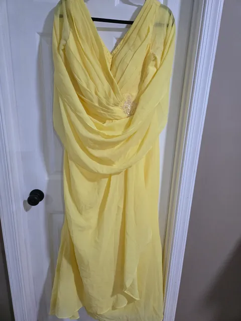Evening Dress Yellow Chiffon Formal Gown