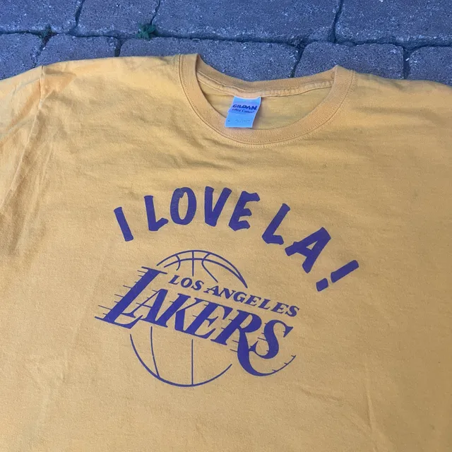 Vintage Gildan Los Angeles Lakers I Love LA T-Shirt Size XL Gold Y2K 2000