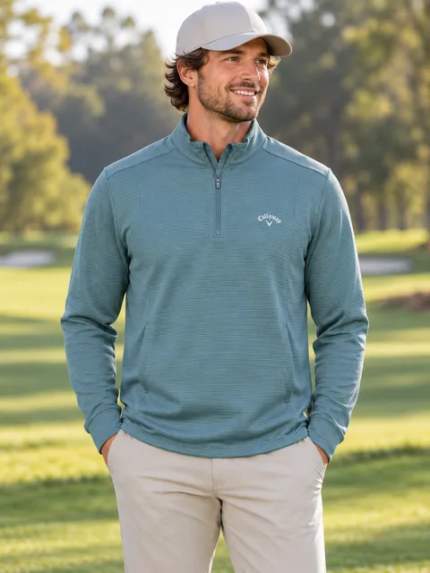 Callaway Ottoman Quarter Zip Golf Pullover Men’s XL Sage Green Ribbed
