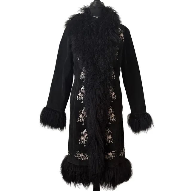 Vintage Margaret Godfrey Genuine Leather Mongolian Lamb Fur Penny Lane Coat