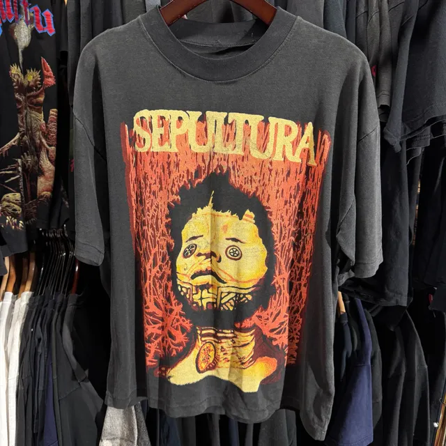 Vintage Sepultura Roots Bloody Roots Band T-Shirt European Bootleg Black Large