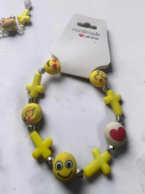 Emoji Cross Beaded Bracelet