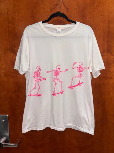 Project Social T Skeleton Skateboard T-Shirt One Size White Graphic Tee