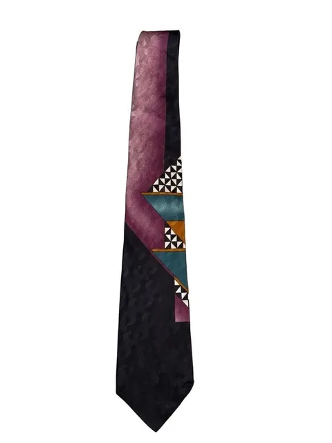 Pattinni Silk Necktie Geometric Abstract Pattern Multicolor